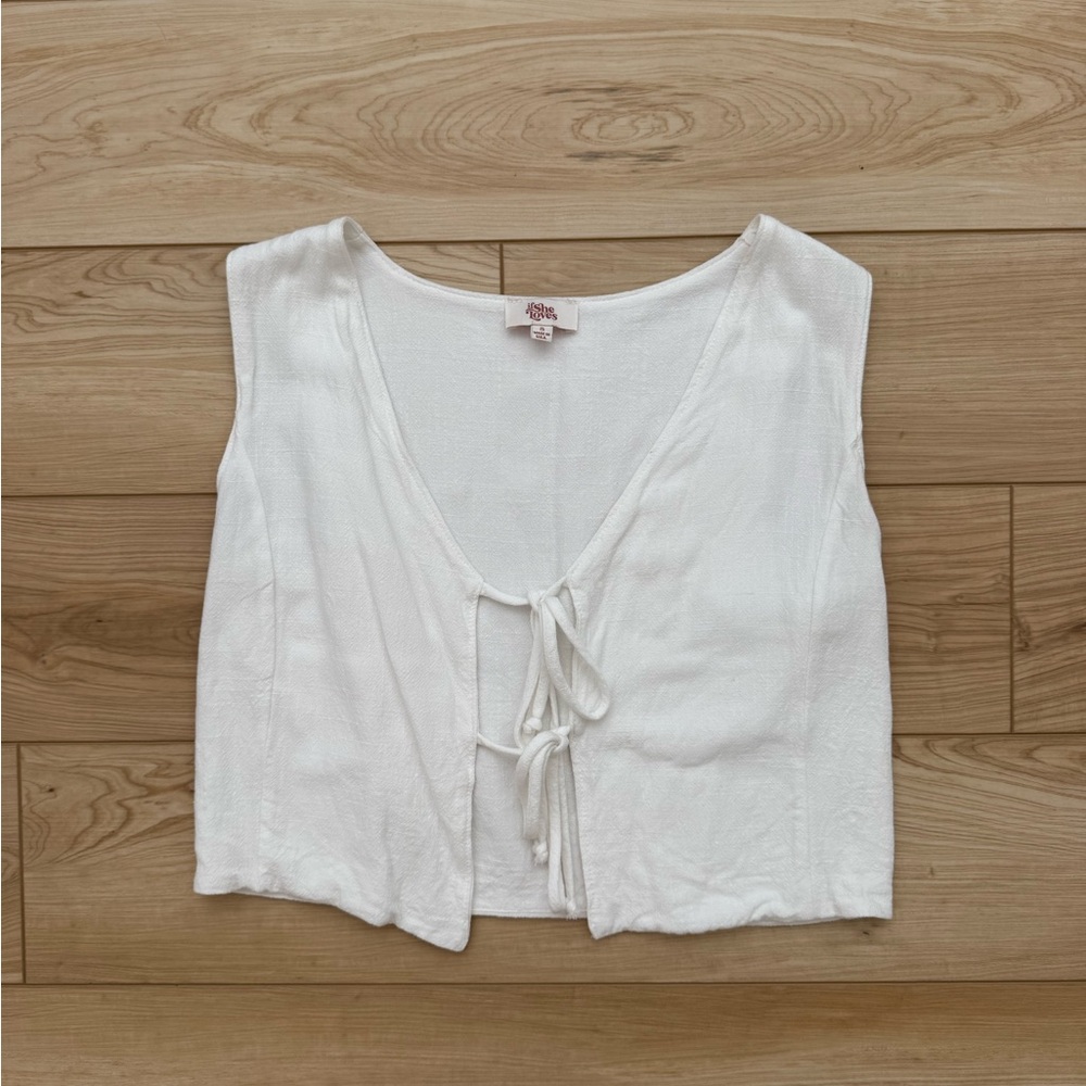 White Tie-Front Top